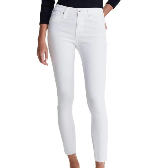 AG Adriano Goldschmied Farrah Skinny Ankle High Rise White Raw Hem Jeans 26 NWT - Picture 3 of 8